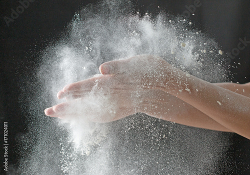 Flour in the hands