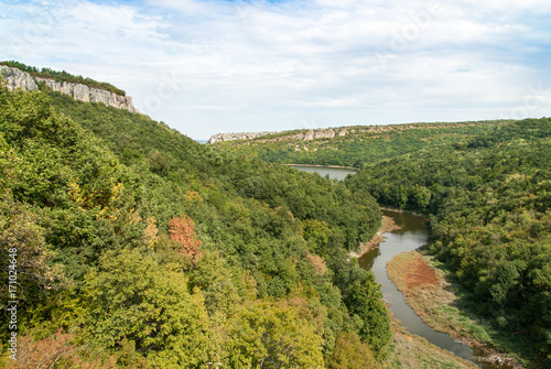 view over emen emenski canyon, bulgaria, built by river negovanska  photo