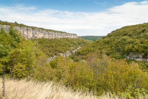 view over emen emenski canyon, bulgaria, built by river negovanska  photo