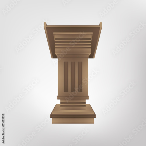 Podium tribune rostrum vector microphone speaker conference isolated illustration speech stage icon realistic
