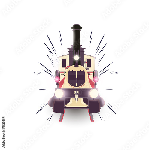 Train icon vector locomotive travel railway transportation vintage isolated design express illustration
