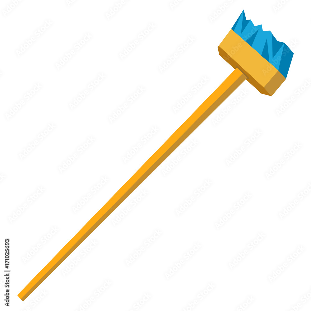 Vector funny cartoon illustration of mop and broom isolated. Cleaning flat symbols Vector funny cartoon illustration of mop and broom isolated. Cleaning flat symbols