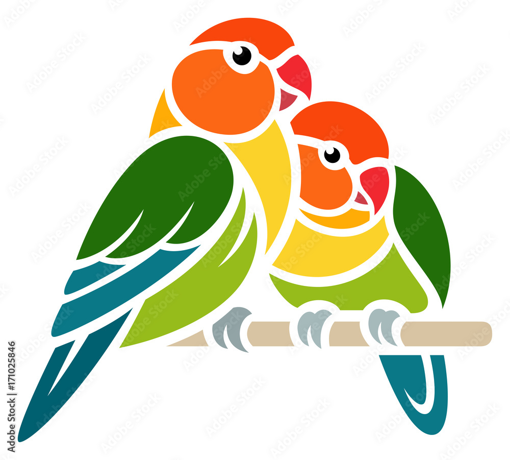 Obraz premium Stylized Lovebirds