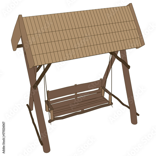 Swing bench vector garden furniture park outdoor porch isolated