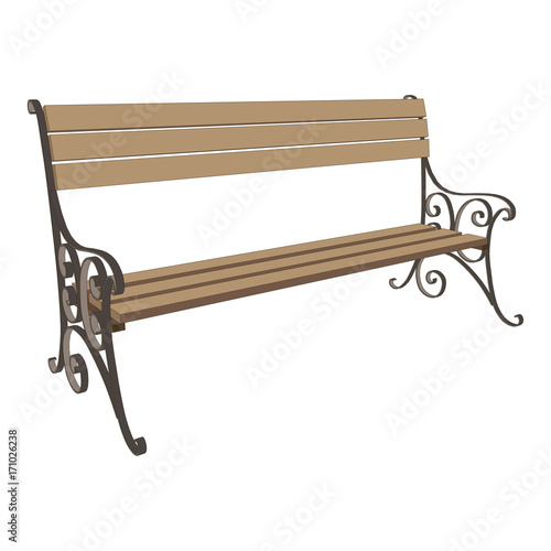 Bench park vector vintage isolated background wooden illustration old