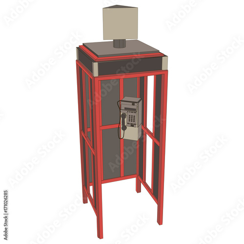 Phone booth telephone London vector box red illustration English icon England isolated old