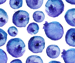 Papier peint photo Fruits aquarelle patrons Myrtilles bleues aquarelle motif botanique  © maltiase