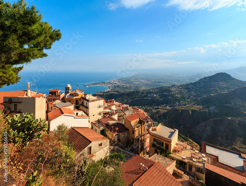 Taormina view from Castelmola, Sicily photo