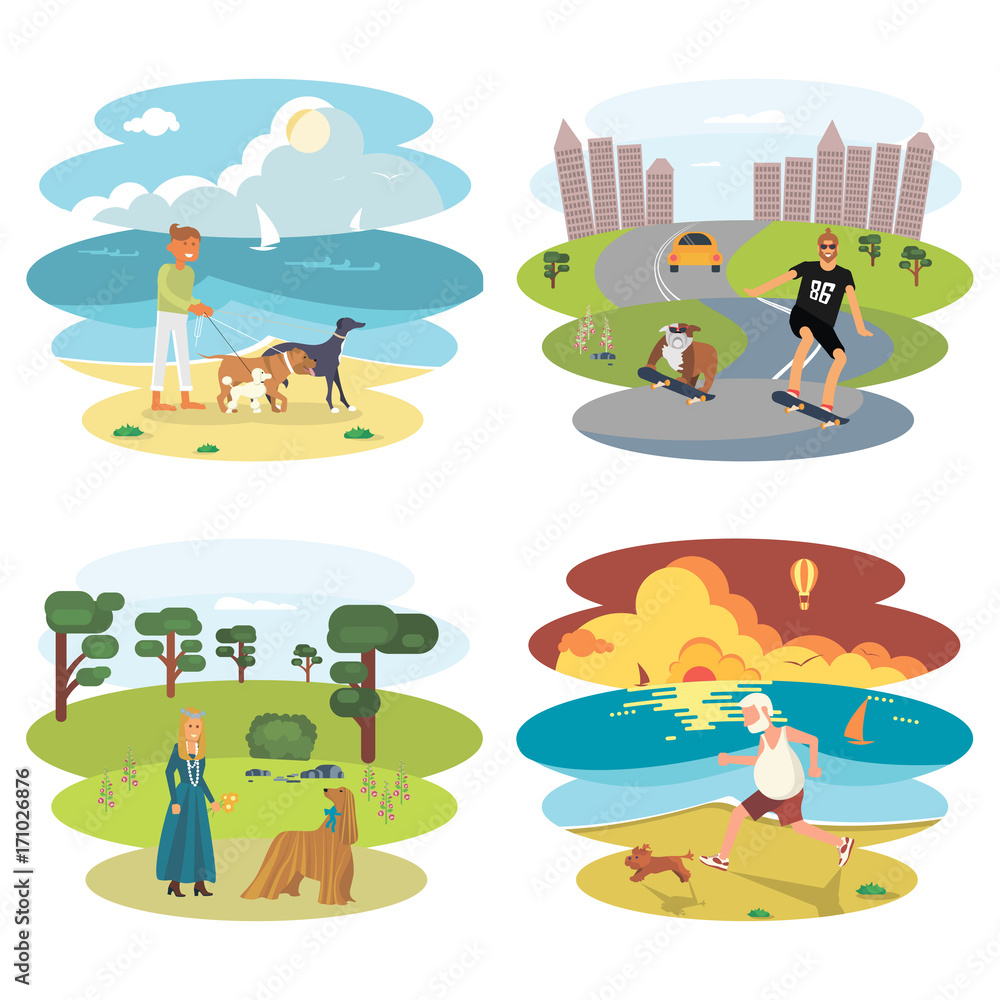 Fototapeta premium Dog and its owner set