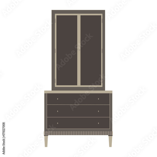 Wardrobe closet vector cupboard furniture illustration isolated cartoon