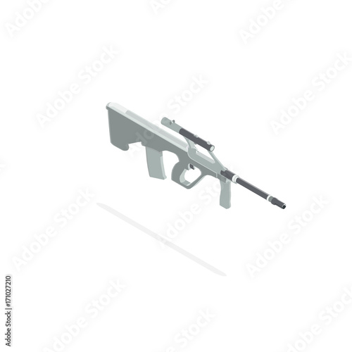 Rifle sniper isometric vector hunting gun illustration silhouette isolated icon assault military weapon