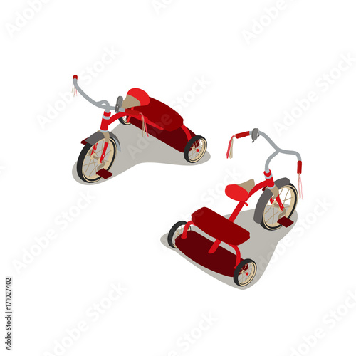 Bike kids vector isometric bicycle isolated illustration helmet child icon cartoon