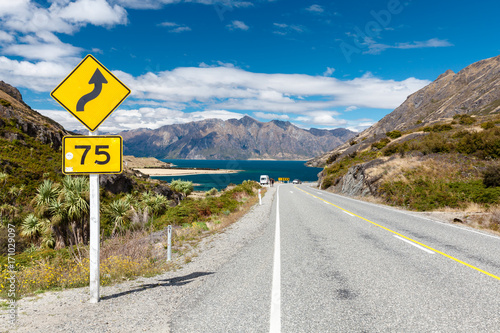 Road to Lake Hawea, New Zealand photo