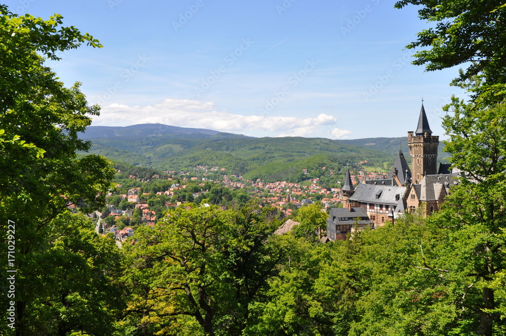 Blick vom Agnesberg auf das Schloss Wernigerode (Harz)