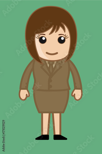 Cartoon Businesswoman Portrait Vector Illustration