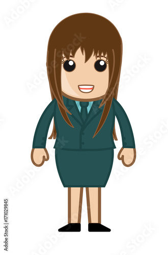 Smiling Cartoon Businesswoman