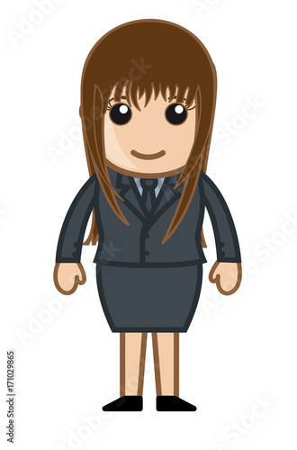 Beautiful Cartoon Businesswoman