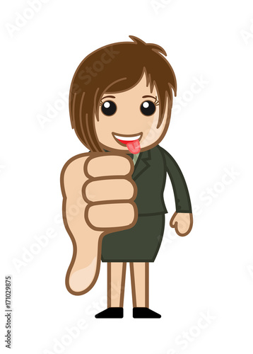 Happy Businesswoman Showing Thumb Down