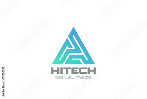 Letter A Labyrinth Triangle Logo vector. Technology Hi-tech Maze