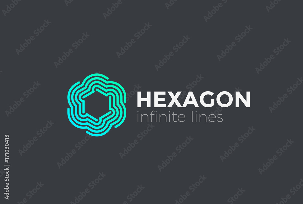 Six Point Star Logo vector Linear. Infinity Loop Hexagon icon Six Point Star Logo vector Linear. Infinity Loop Hexagon icon