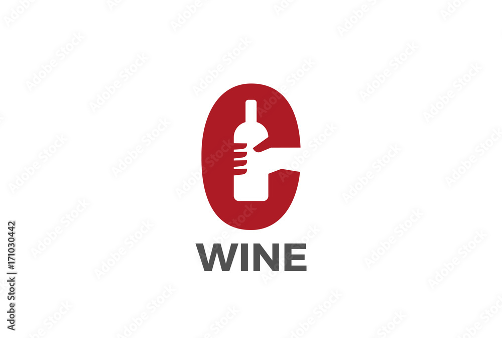 Hand holding Wine Whiskey Vodka Bottle Logo vector Alcohol icon Hand holding Wine Whiskey Vodka Bottle Logo vector Alcohol icon