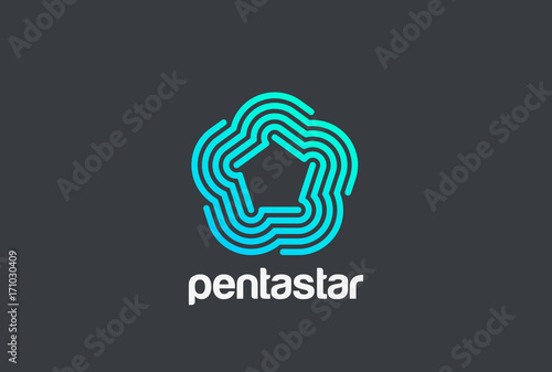 Five Point looped infinite Star Logo vector Linear Teamwork icon