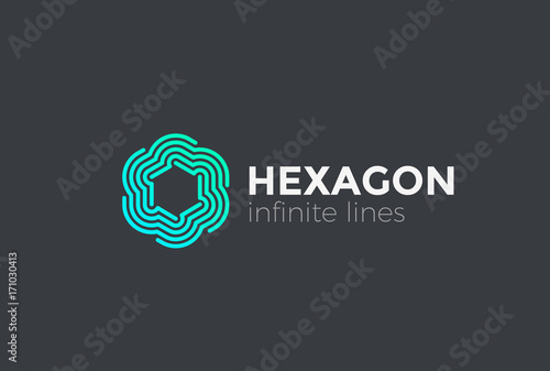 Six Point Star Logo vector Linear. Infinity Loop Hexagon icon