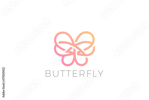 Butterfly Logo design vector template Linear style
