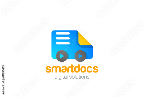 Document Page Car Logo vector. Digital Docs Files Data icon