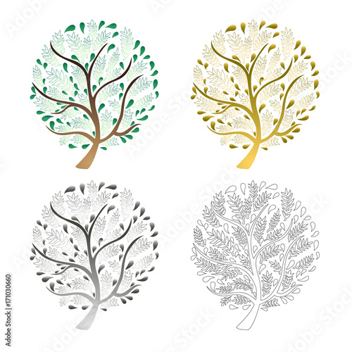 Tree Set isolated on White ...