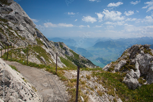 Fototapeta Naklejka Na Ścianę i Meble -  Panorama of the Upper Engadine from Muottas Muragl, Switzerland
