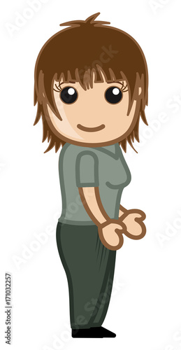 Happy Girl Staring Cartoon Vector