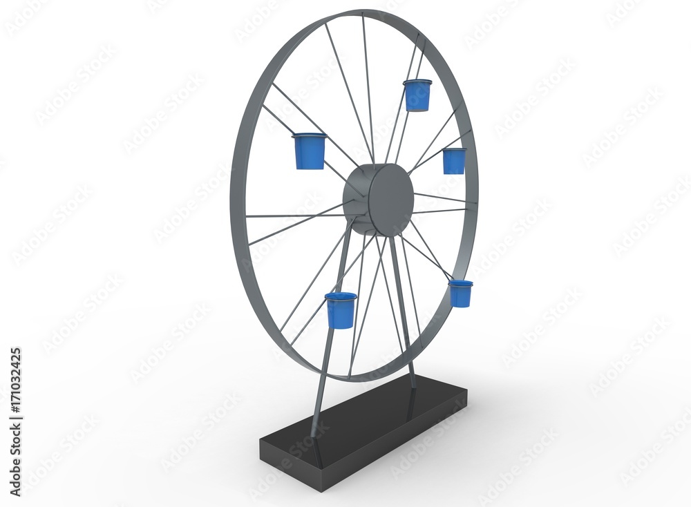 3d illustration of wheel with cups. white background isolated. icon for game web. 3d illustration of wheel with cups. white background isolated. icon for game web.