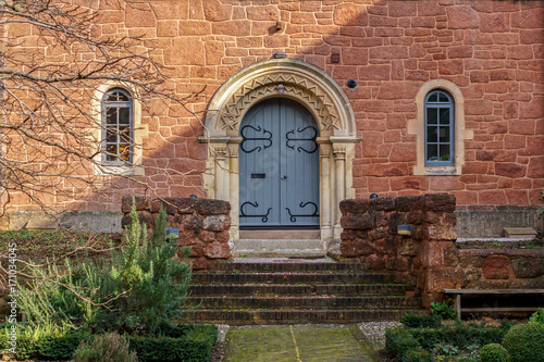 old wooden residential arch door leading to the garden, Exeter, February 18, 2017 © Maksims