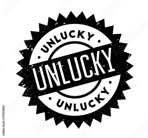 Unlucky rubber stamp. Grunge design with dust scratches. Effects can be easily removed for a clean, crisp look. Color is easily changed.