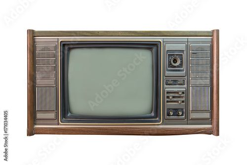 vintage tv or television isolated on white background