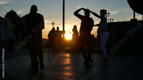 Dance sunset silhouette photo