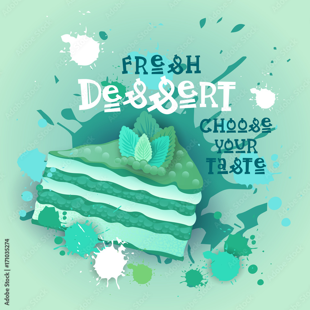 Fresh Dessert Banner Colorful Cake Sweet Beautiful Delicious Food Logo ...