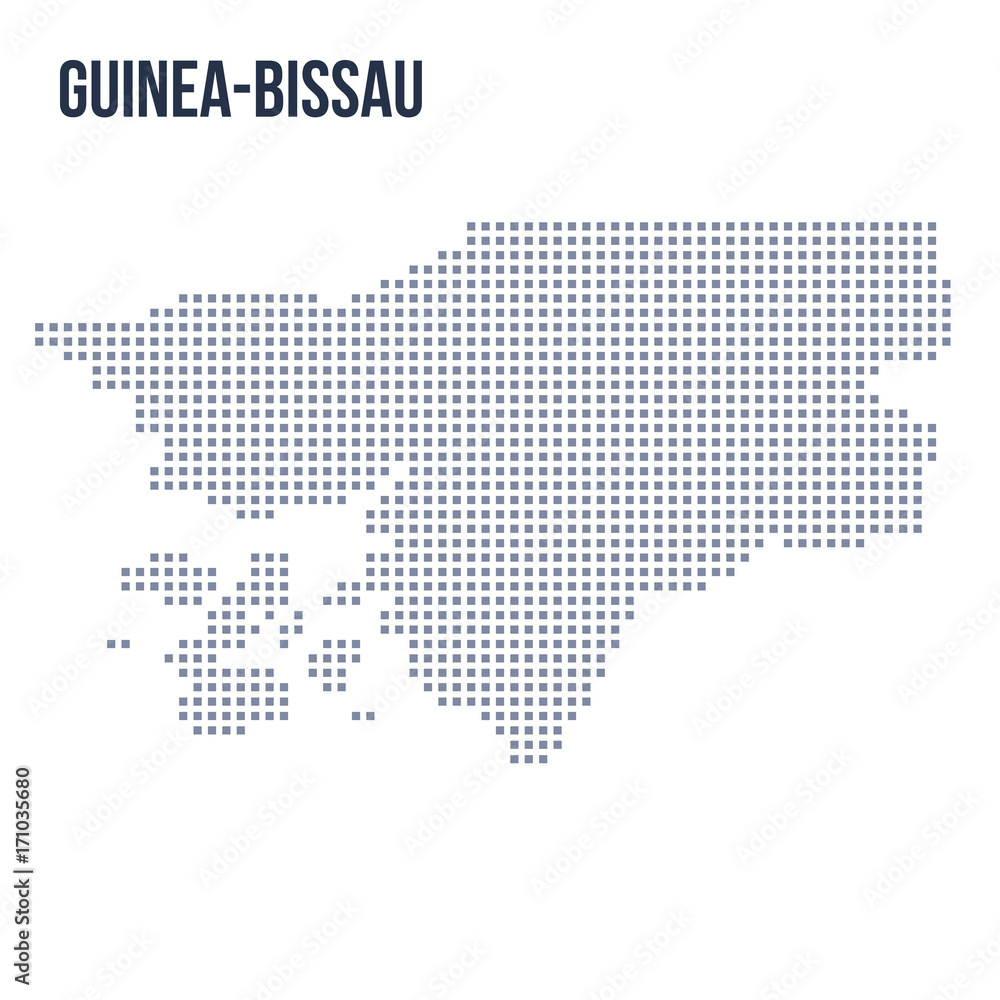 Fototapeta premium Vector pixel map of Guinea-Bissau isolated on white background