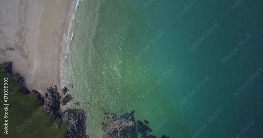 Aerial, Vertical Flight Along Beautiful Scottish Beach At Sangobeg, Scotland - Native Version Aerial, Vertical Flight Along Beautiful Scottish Beach At Sangobeg, Scotland - Native Version