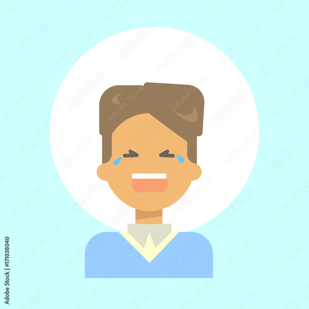 Male Cry Emotion Profile Icon, Man Cartoon Portrait Face Vector Illustration