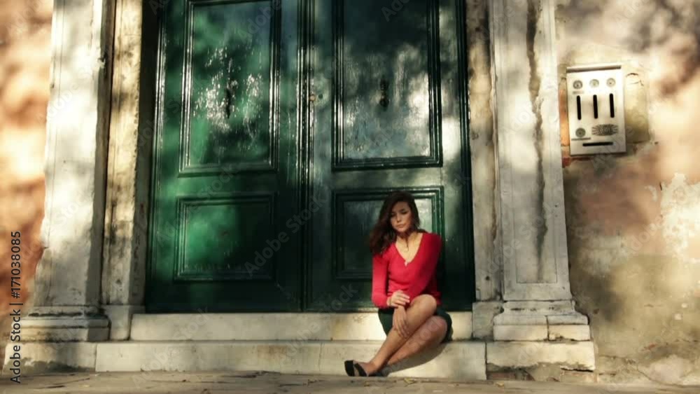 Sad young girl in Venice Sad young girl in Venice