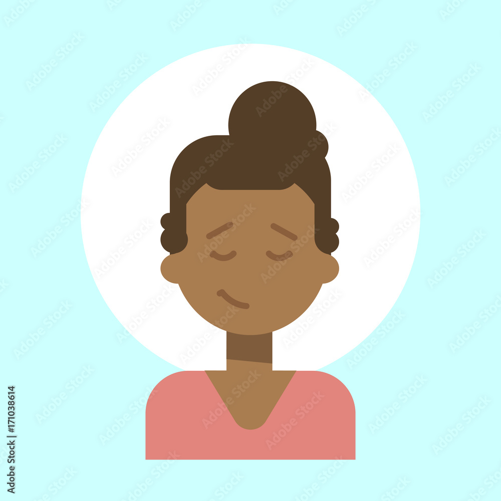 African American Female Emotion Profile Icon, Woman Cartoon Portrait Happy Smiling Face Vector Illustration