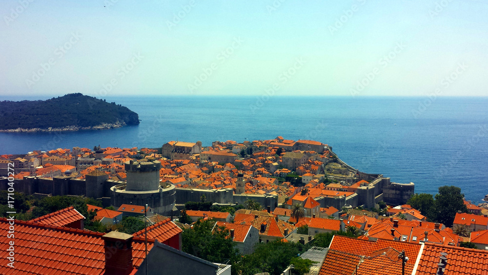 Aerial view of the whole old city of Dubrovnik, Croatia