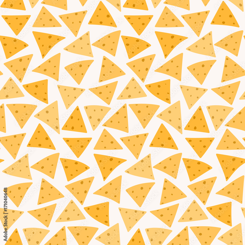 Tasty colorful crispy mexican nachos seamless pattern. Nice spanish ...