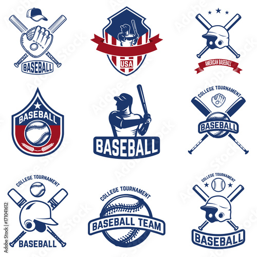 Set of baseball emblems. Baseball tournament.