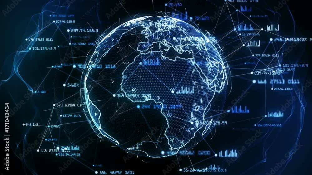 Global network connections. Connecting big data around the world. You can use it for a technology, communication or social media background. Blue version. Seamless loop. 4K Global network connections. Connecting big data around the world. You can use it for a technology, communication or social media background. Blue version. Seamless loop. 4K
