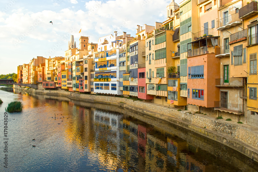 Girona colorful houses on the river, Catalonia,Spain