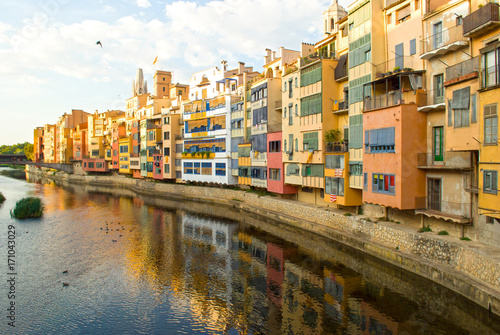 Girona colorful houses on the river, Catalonia,Spain