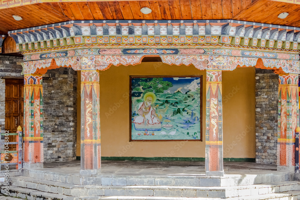 Traditional Bhutanese temple architecture in Bhutan, South Asia. Traditional Bhutanese temple architecture in Bhutan, South Asia.